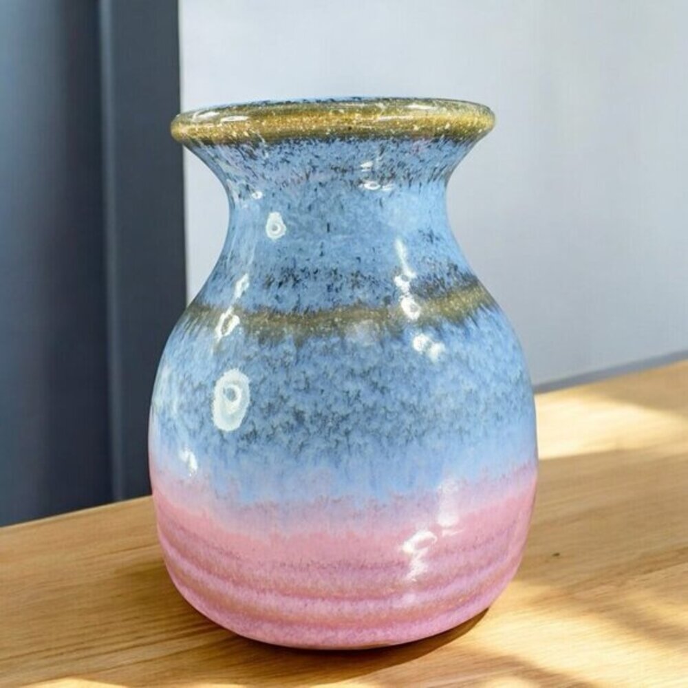 Vintage 1992 Hand Made Studio Art Pottery Mini Vase Vessel Artist Signed Vase